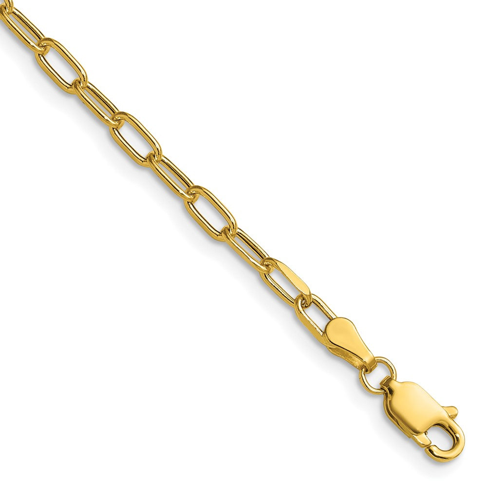 14k Yellow Gold 3.0mm Semi-Solid Beveled Paperclip Chain Bracelet