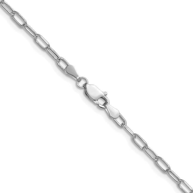 14k White Gold 3.0mm Semi-Solid Beveled Paperclip Chain Bracelet
