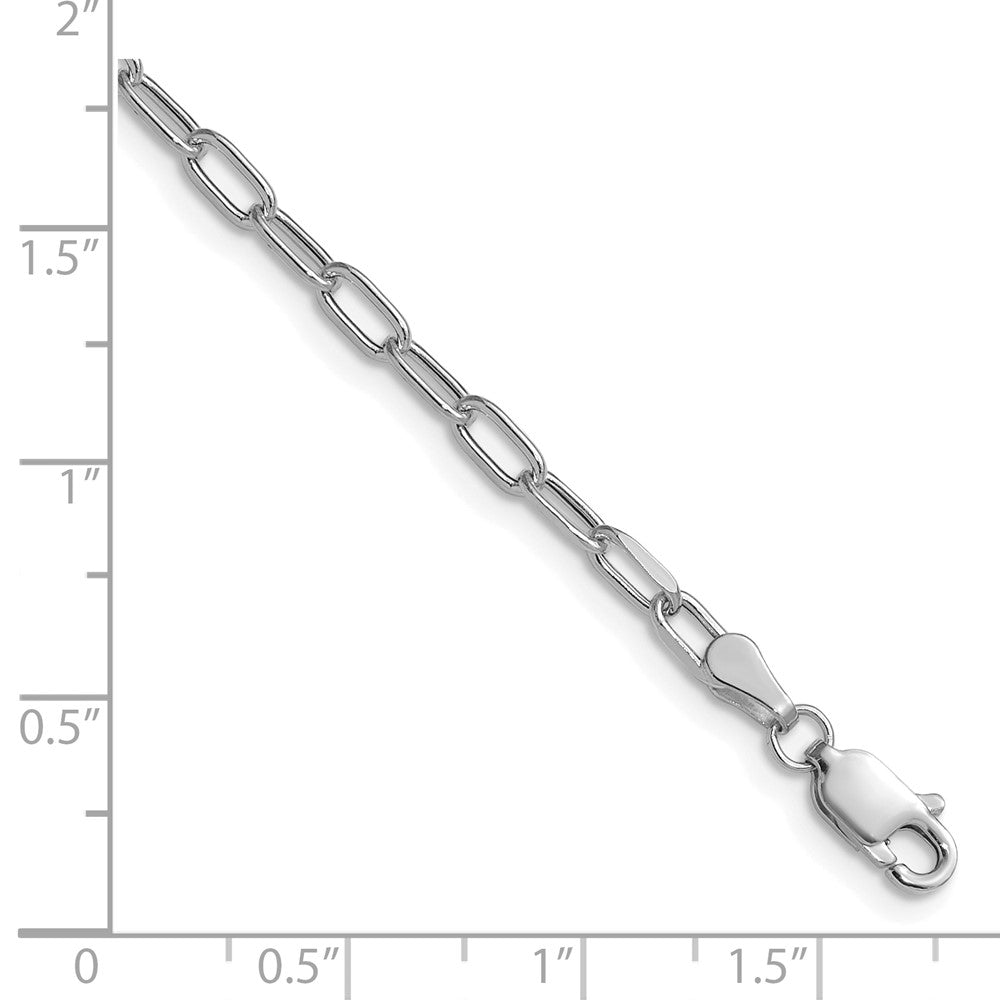 14k White Gold 3.0mm Semi-Solid Beveled Paperclip Chain Bracelet