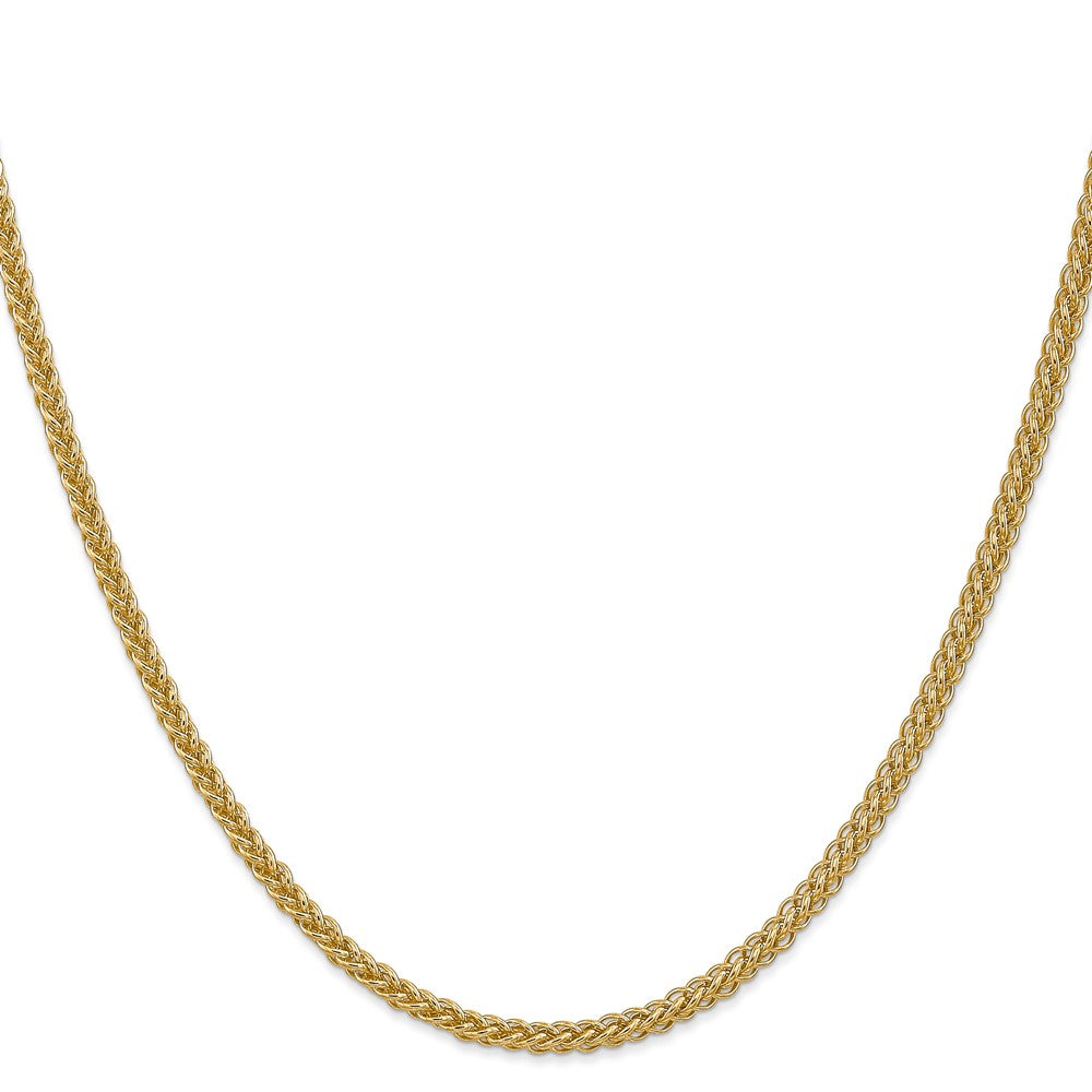 14K Yellow Gold 2.6mm Semi-Solid 3-Wire Wheat With Lobster Clasp Chain Necklace