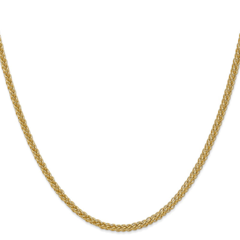 14K Yellow Gold 2.6mm Semi-Solid 3-Wire Wheat With Lobster Clasp Chain Necklace