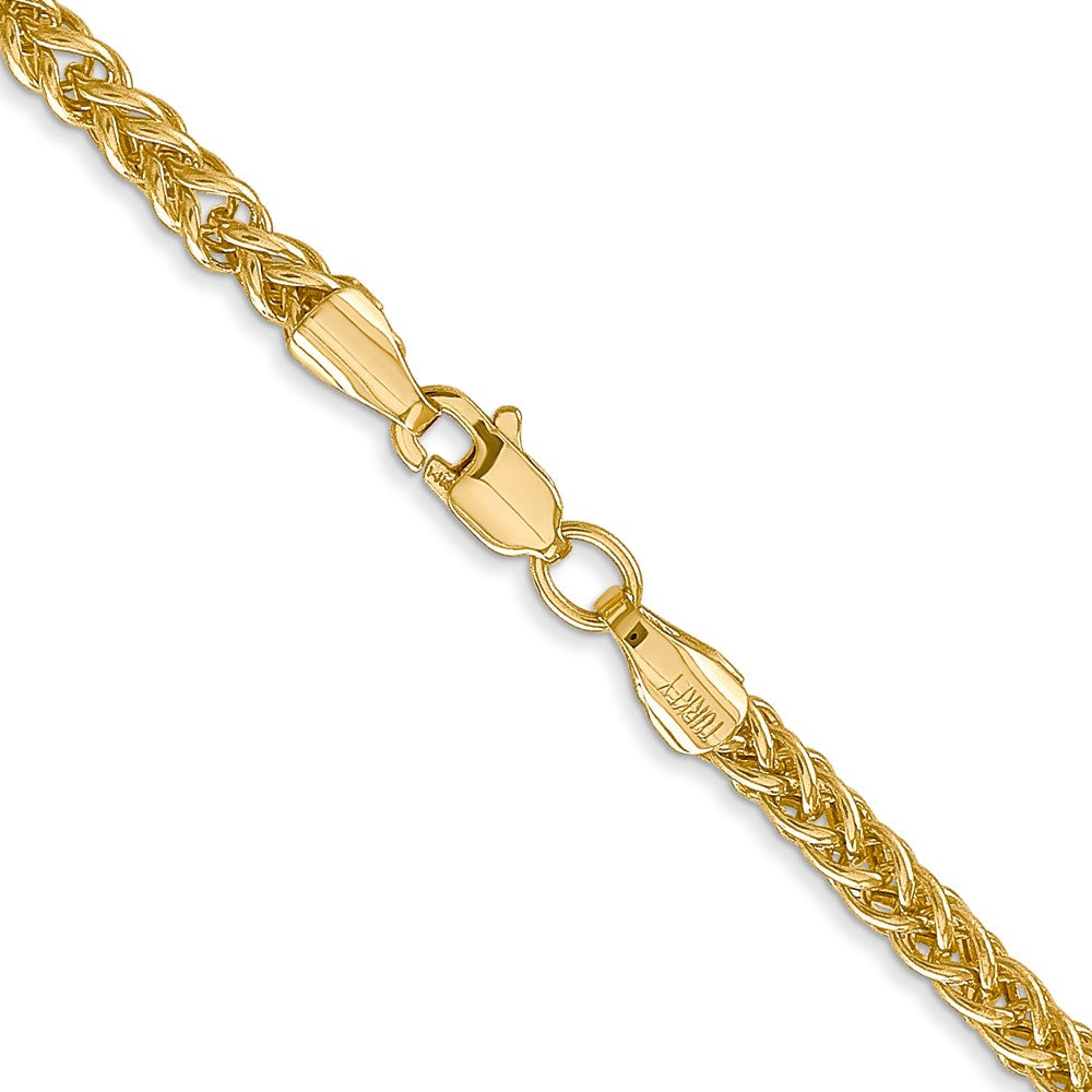 14K Yellow Gold 2.6mm Semi-Solid 3-Wire Wheat With Lobster Clasp Chain Necklace