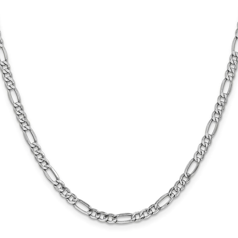 14K White Gold 4.4mm Semi-Solid Figaro With Lobster Clasp Chain Necklace
