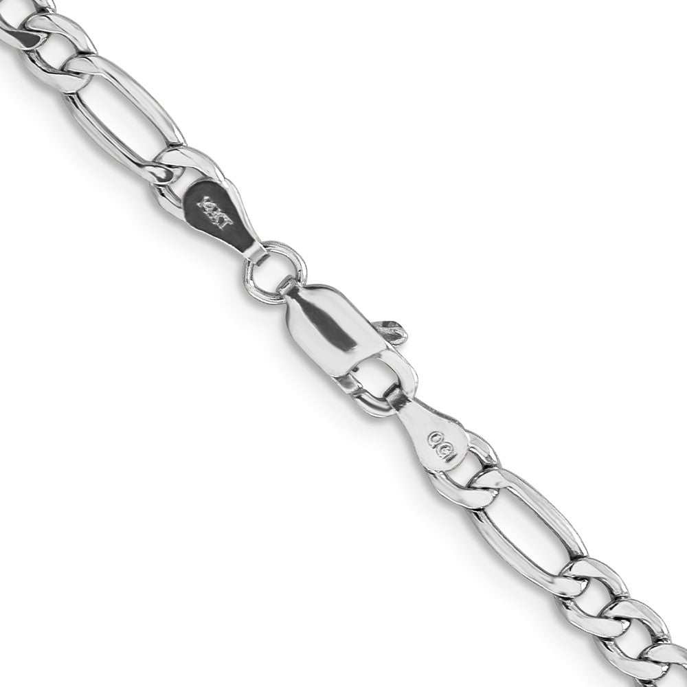 14K White Gold 4.4mm Semi-Solid Figaro With Lobster Clasp Chain Necklace