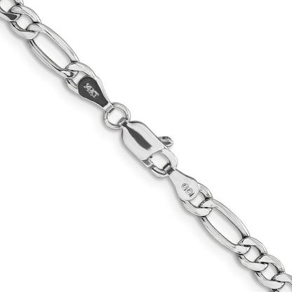 14K White Gold 4.4mm Semi-Solid Figaro With Lobster Clasp Chain Necklace