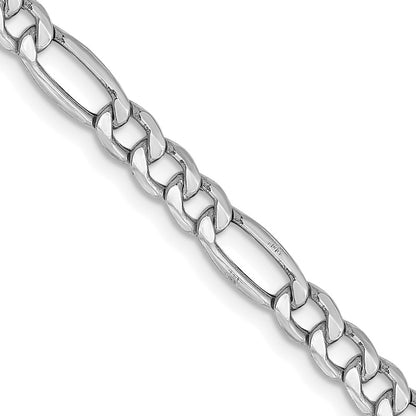 14K White Gold 4.4mm Semi-Solid Figaro With Lobster Clasp Chain Necklace