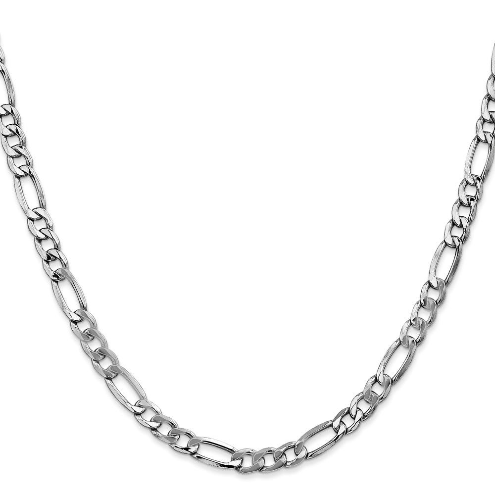 14K White Gold 5.75mm Semi-Solid Figaro With Lobster Clasp Chain Necklace