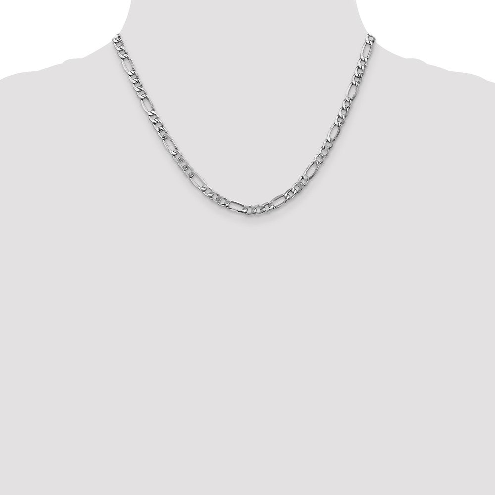 14K White Gold 5.75mm Semi-Solid Figaro With Lobster Clasp Chain Necklace