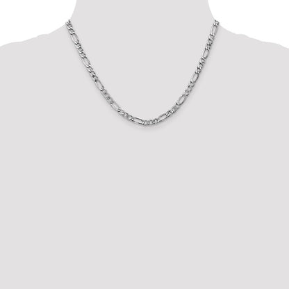 14K White Gold 5.75mm Semi-Solid Figaro With Lobster Clasp Chain Necklace