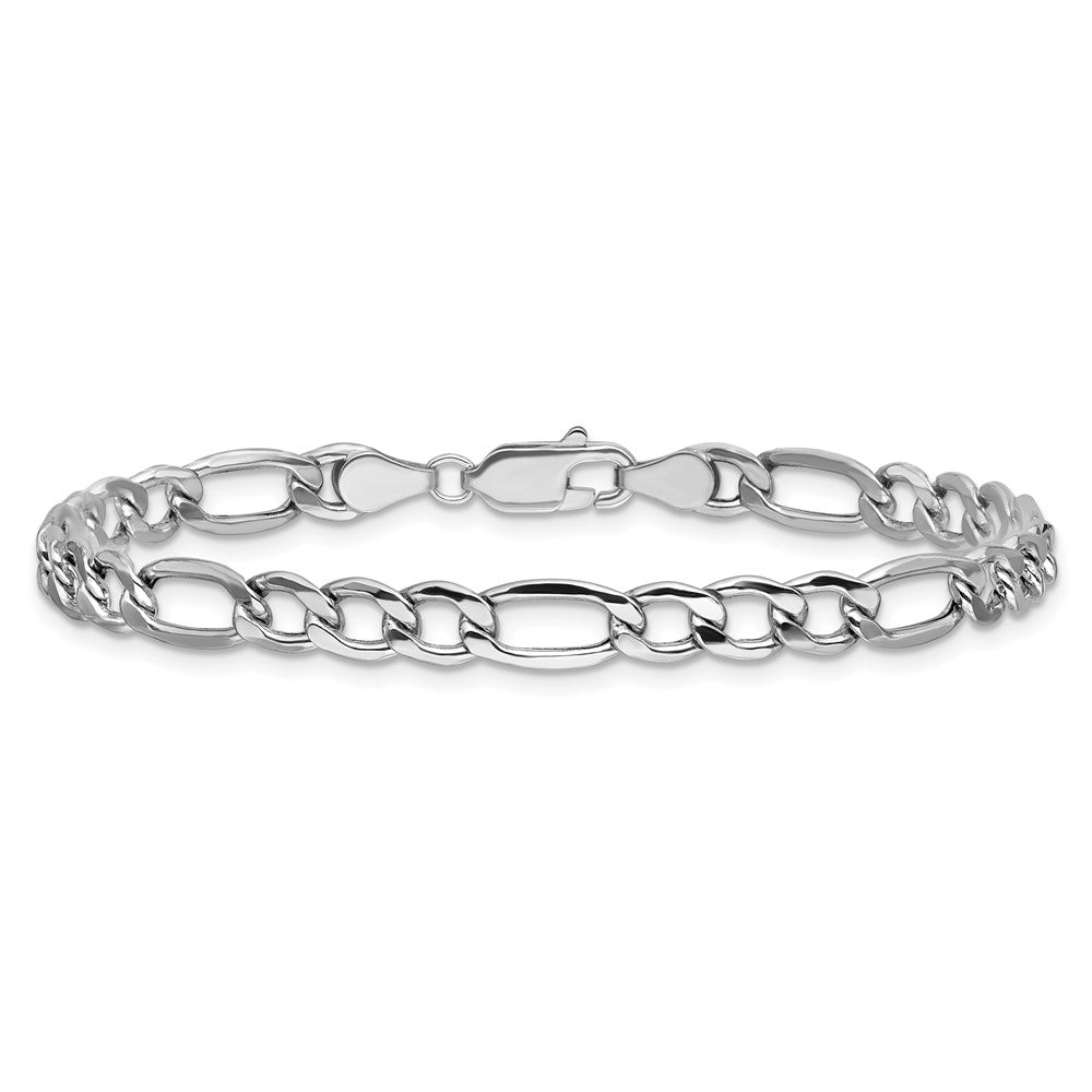 14K White Gold 5.75mm Semi-Solid Figaro With Lobster Clasp Chain Bracelet