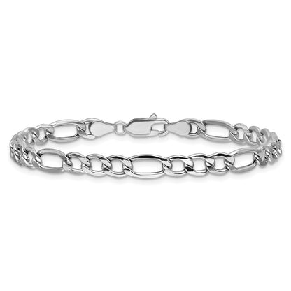 14K White Gold 5.75mm Semi-Solid Figaro With Lobster Clasp Chain Bracelet