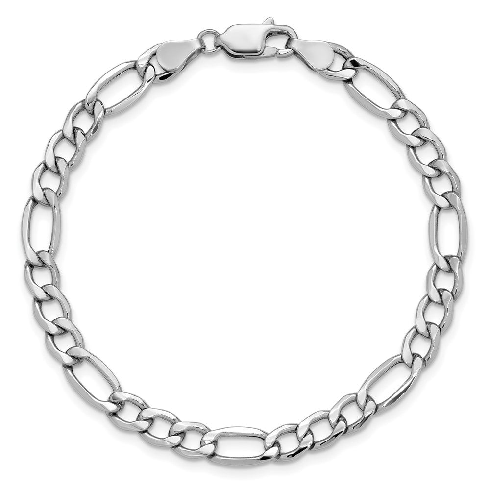 14K White Gold 5.75mm Semi-Solid Figaro With Lobster Clasp Chain Bracelet
