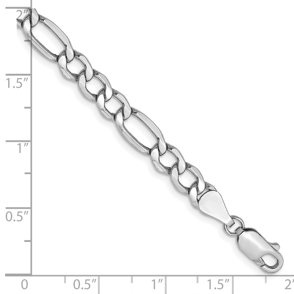 14K White Gold 5.75mm Semi-Solid Figaro With Lobster Clasp Chain Bracelet
