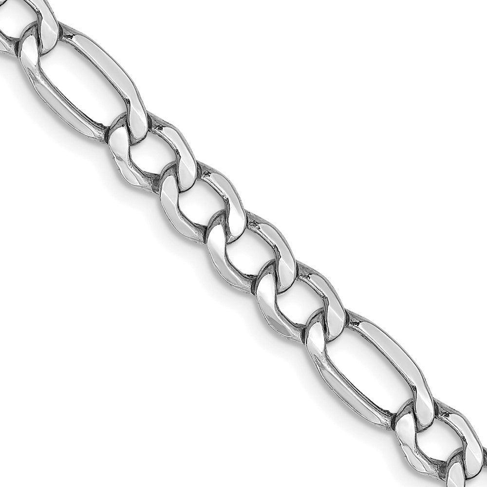 14K White Gold 5.75mm Semi-Solid Figaro With Lobster Clasp Chain Necklace
