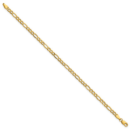 14K Yellow Gold 10 inch 3.5mm Semi-Solid Figaro with Lobster Clasp Anklet