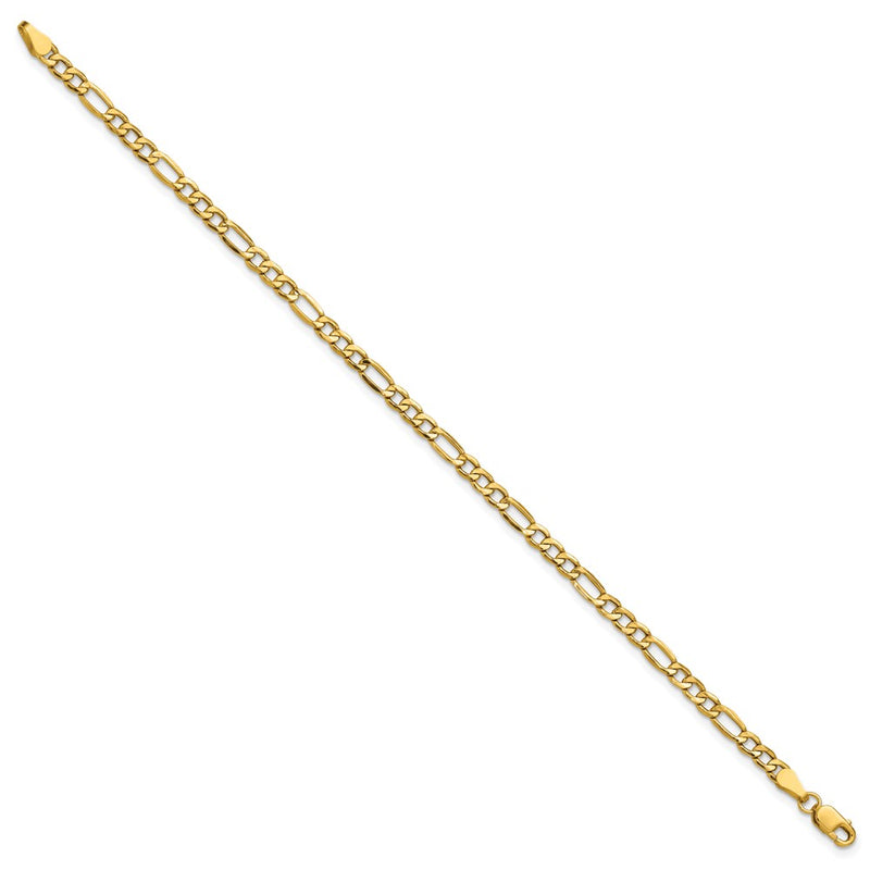14K Yellow Gold 10 inch 3.5mm Semi-Solid Figaro with Lobster Clasp Anklet