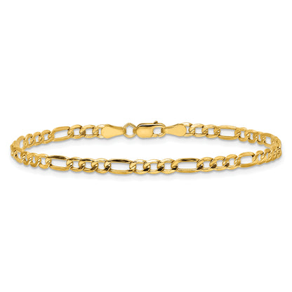 14K Yellow Gold 10 inch 3.5mm Semi-Solid Figaro with Lobster Clasp Anklet