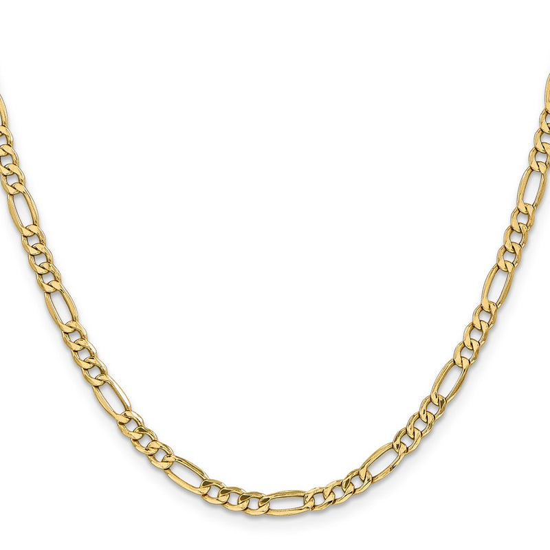 14K Yellow Gold 26 inch 4.2mm Semi-Solid Figaro with Lobster Clasp Chain Necklace