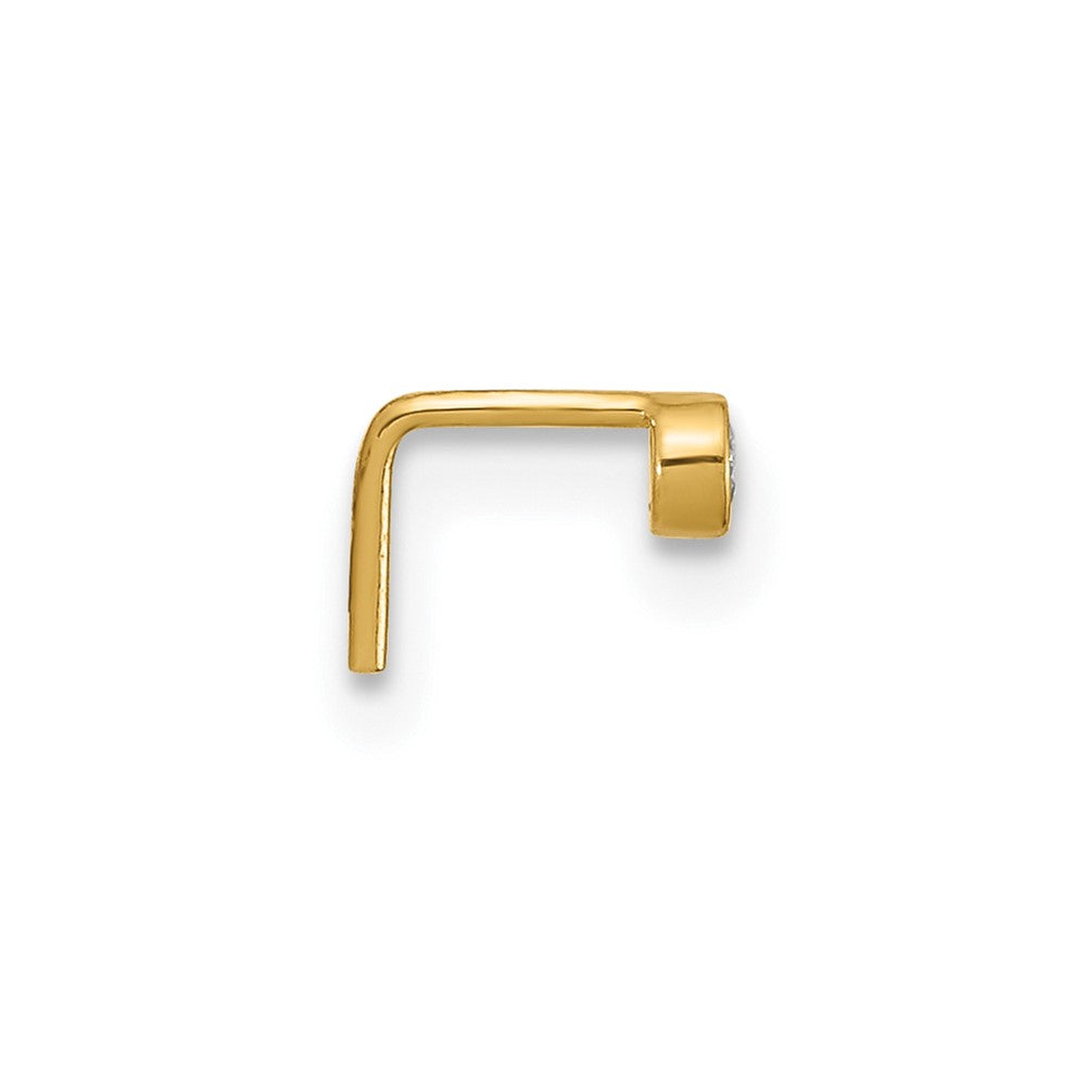 14K Yellow Gold 22 Gauge 2.5mm Cz Nose Stud