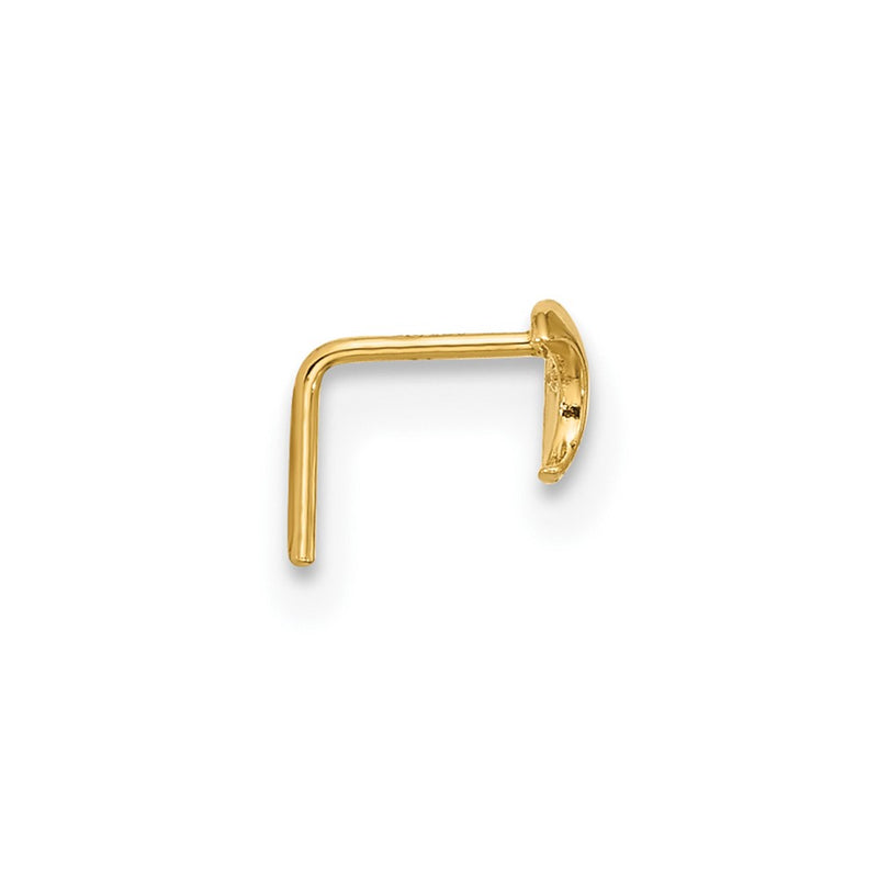 14K Yellow Gold 23 Gauge Cz Moon Nose Stud