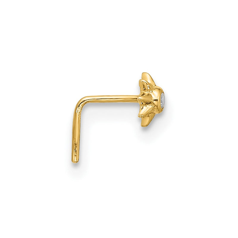 14K Yellow Gold 23 Gauge Cz Sun Nose Stud