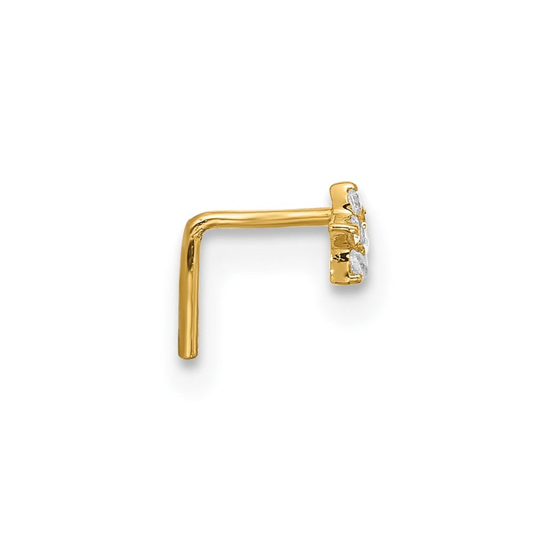 14K Yellow Gold 22 Gauge Cz Star Nose Stud