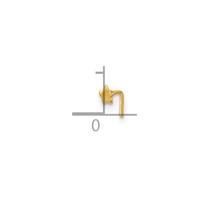 14K Yellow Gold 22 Gauge Polished Star Nose Stud