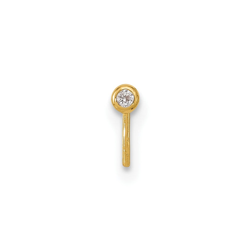 14K Yellow Gold 23 Gauge 2.2mm Cz Nose Stud