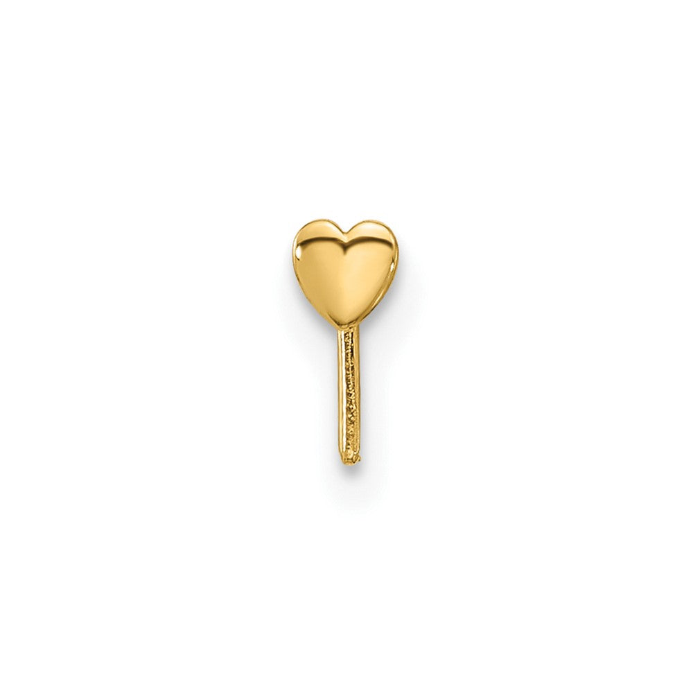 14K Yellow Gold 22 Gauge Polished Heart Nose Stud