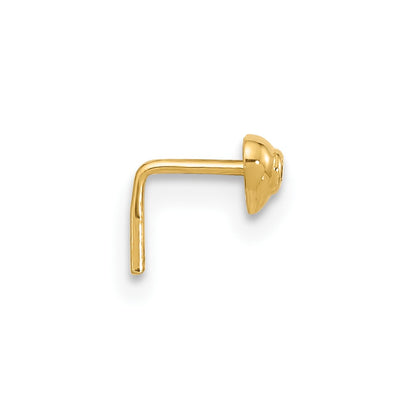 14K Yellow Gold 22 Gauge Cz Heart Nose Stud