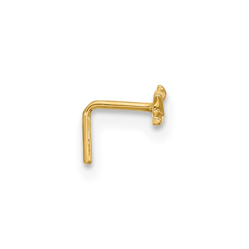 14K Yellow Gold 22 Gauge Lightning Bolt Nose Stud