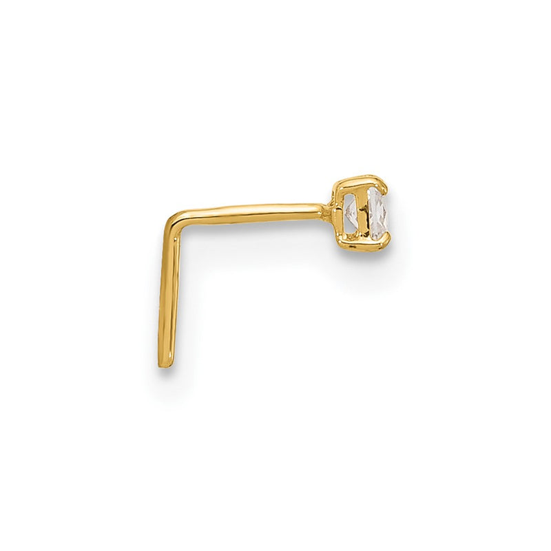 14K Yellow Gold 22 Gauge 2.5mm Square Cz Nose Stud