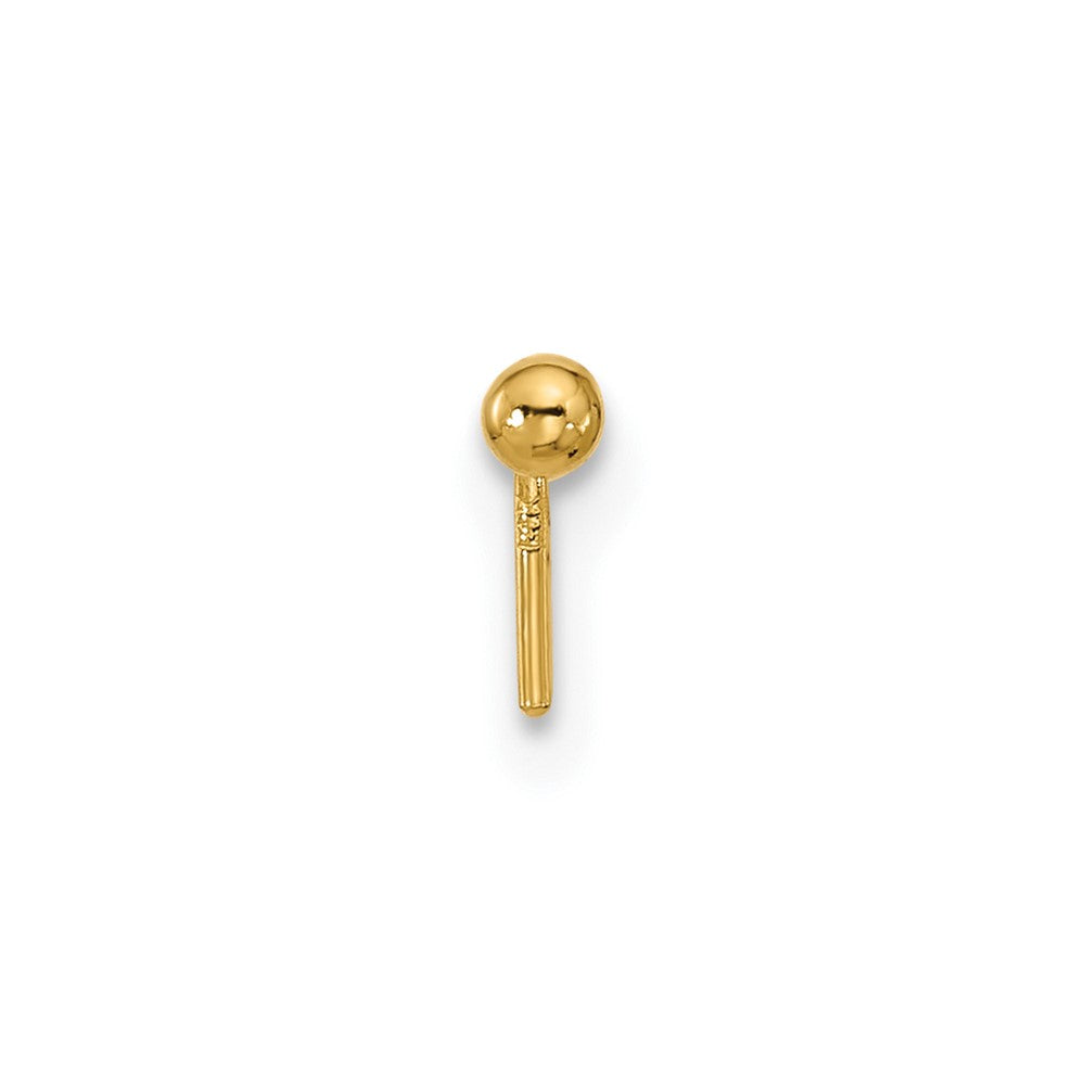 14K Yellow Gold 22 Gauge Polished 2mm Ball Nose Stud