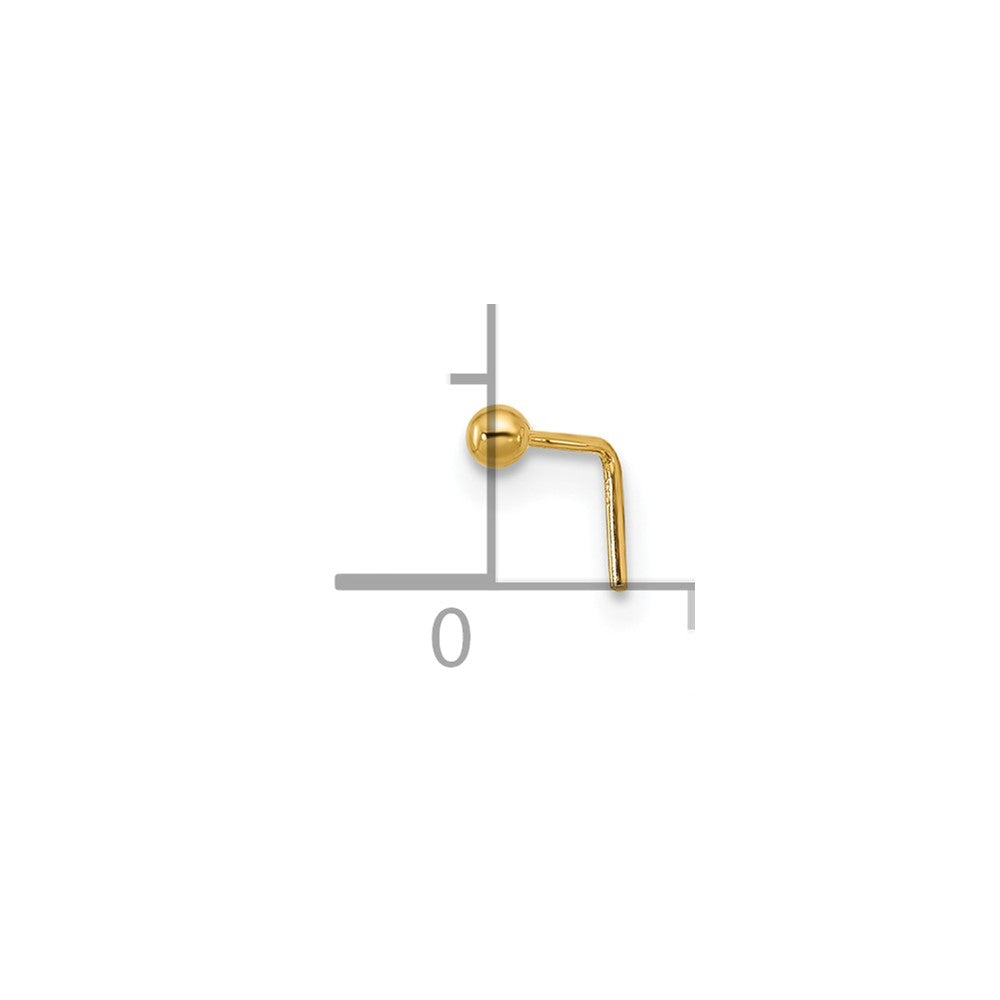 14K Yellow Gold 22 Gauge Polished 2mm Ball Nose Stud