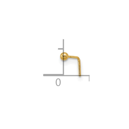 14K Yellow Gold 22 Gauge Polished 2mm Ball Nose Stud