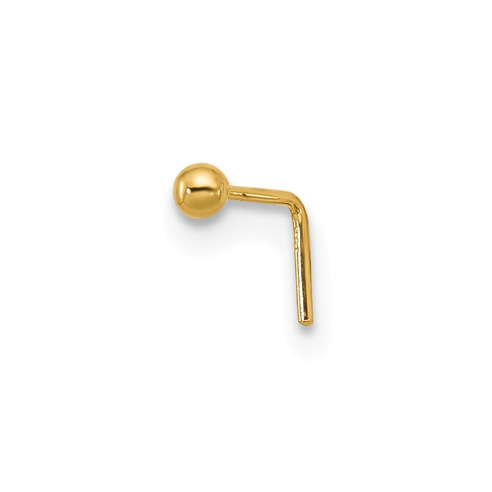 14K Yellow Gold 22 Gauge Polished 2mm Ball Nose Stud