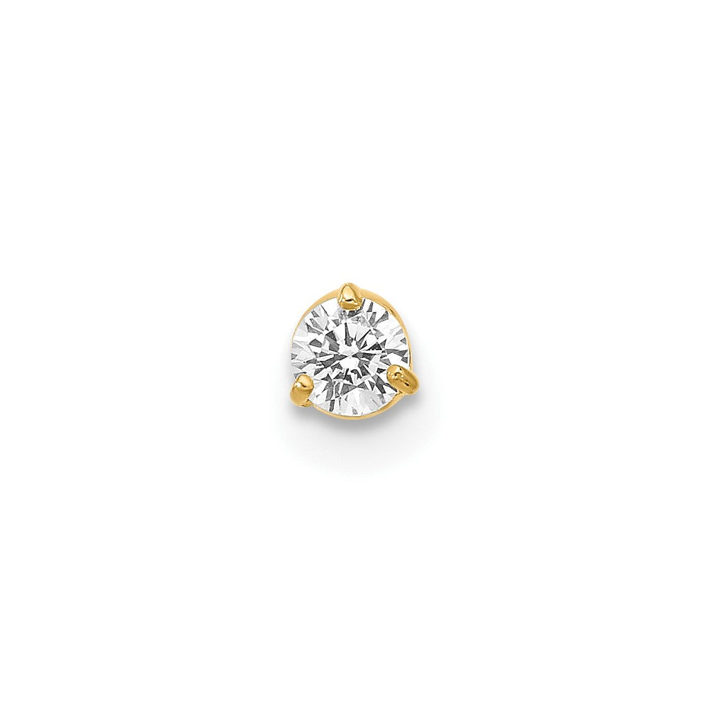 14K Yellow Gold 18 Gauge 3mm Cz Labret/Face Jewelry