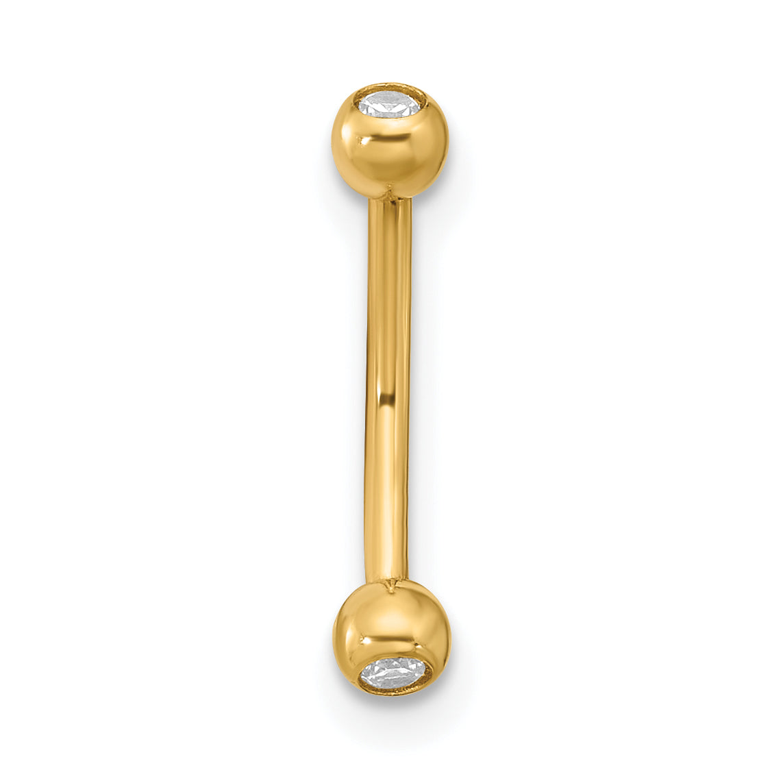 14K Yellow Gold 16 Gauge Cz Eyebrow Jewelry