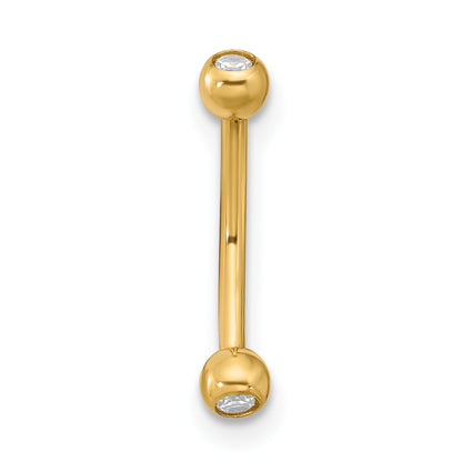 14K Yellow Gold 16 Gauge Cz Eyebrow Jewelry