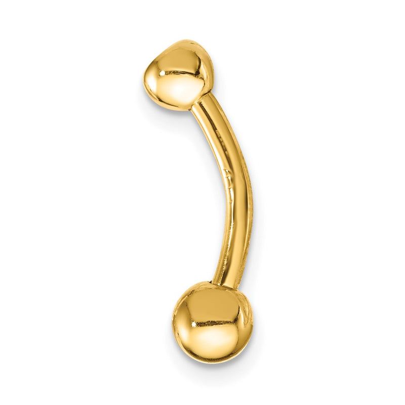 14K Yellow Gold 14 Gauge Polished Cz Belly Ring