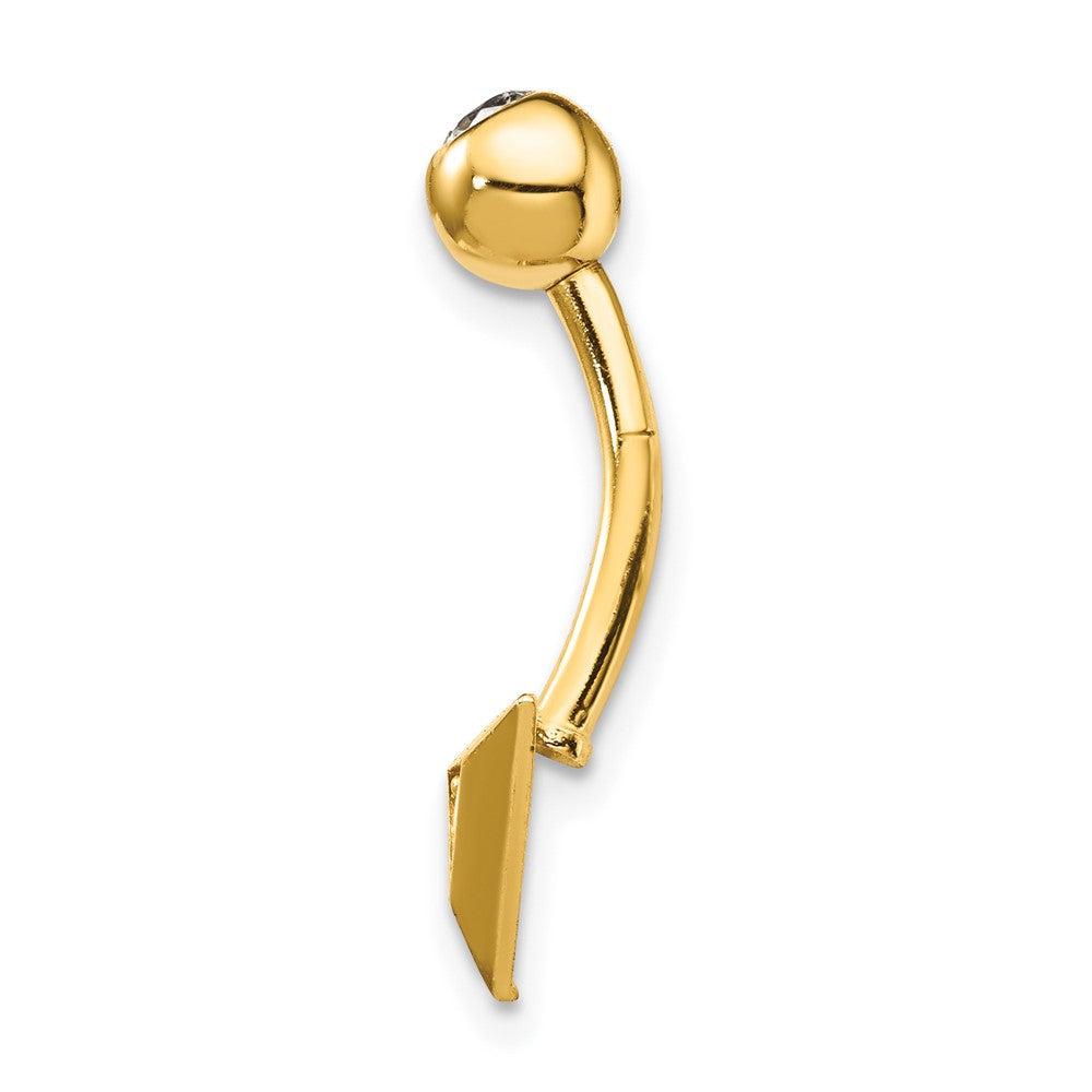 14K Yellow Gold 14 Gauge Triangle Cz Belly Ring
