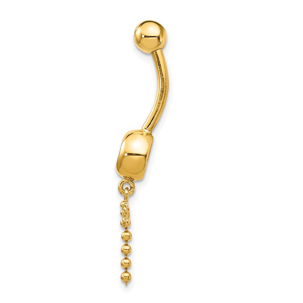 14K Yellow Gold CZ Dragonfly Dangle Belly Ring