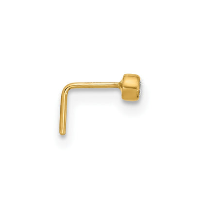 14K Yellow Gold 23 Gauge Cz Nose Post