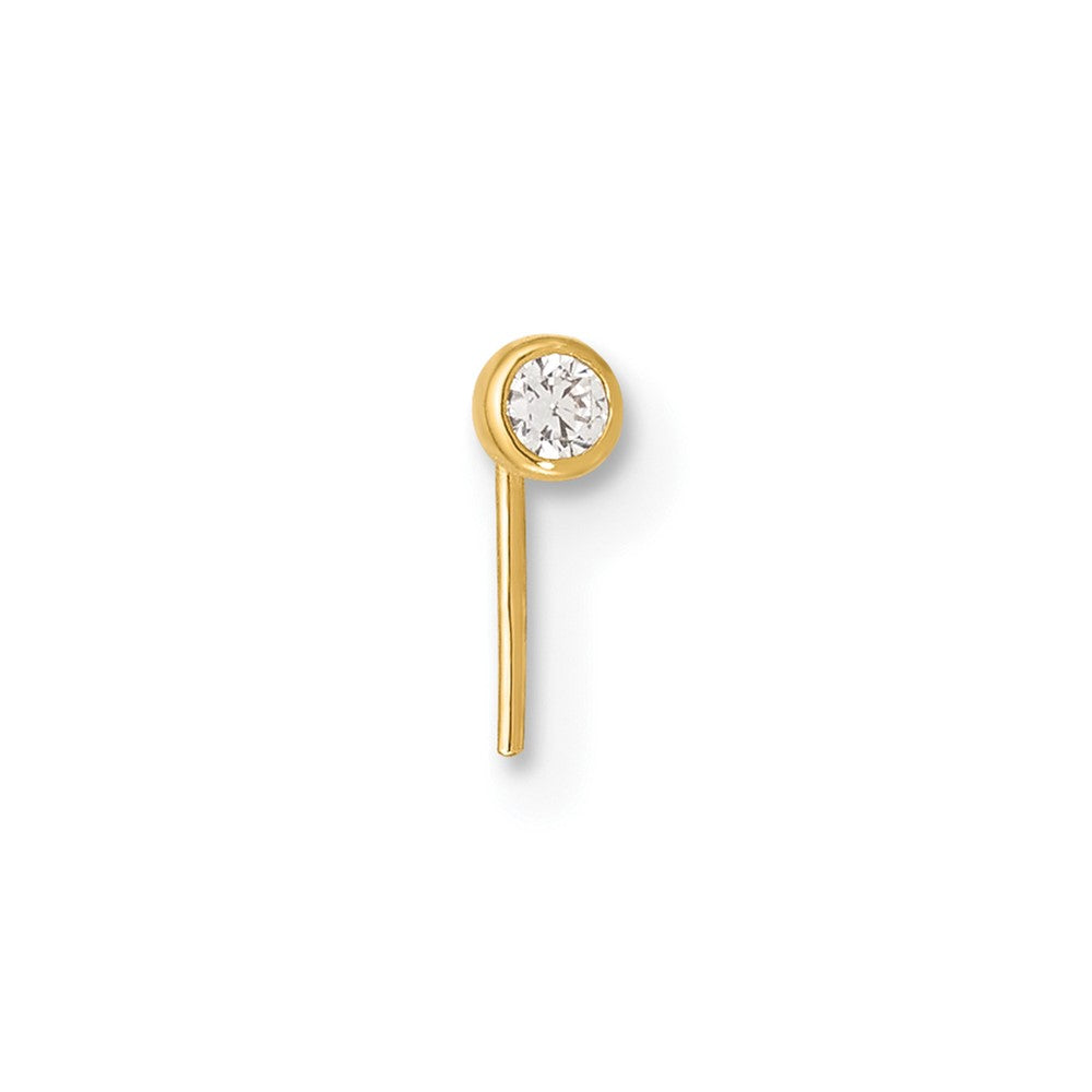 14K Yellow Gold 23 Gauge Cz Nose Post