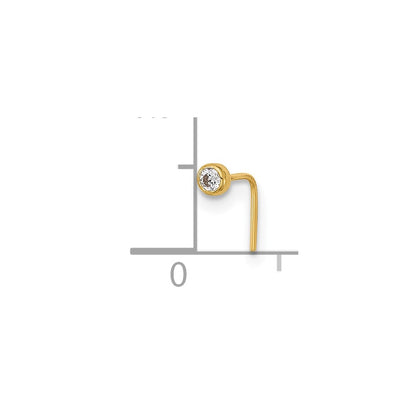 14K Yellow Gold 23 Gauge Cz Nose Post