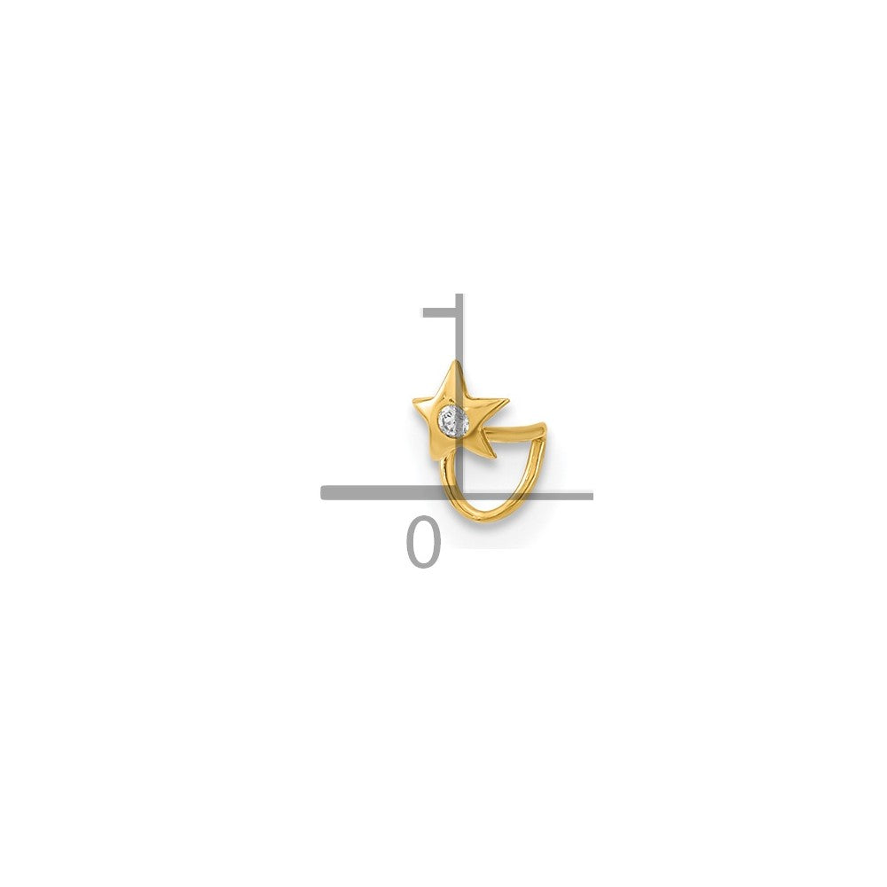 14K Yellow Gold 22 Gauge Star With Cz Nose Ring Body Jewelry