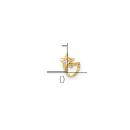 14K Yellow Gold 22 Gauge Star With Cz Nose Ring Body Jewelry