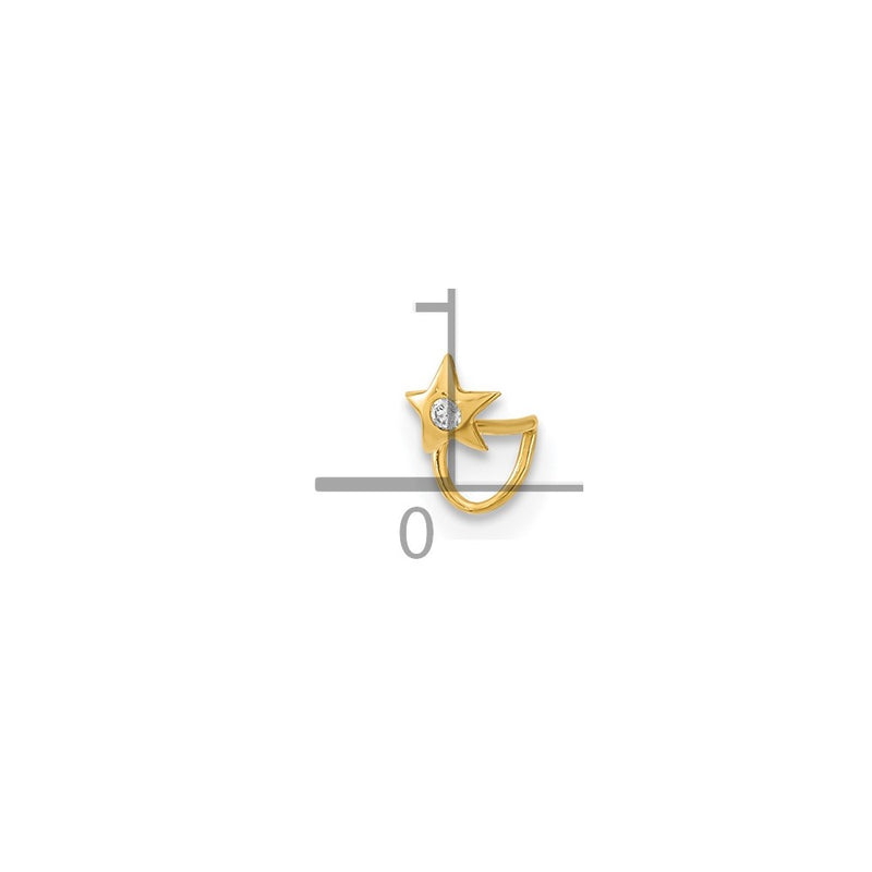 14K Yellow Gold 22 Gauge Star With Cz Nose Ring Body Jewelry