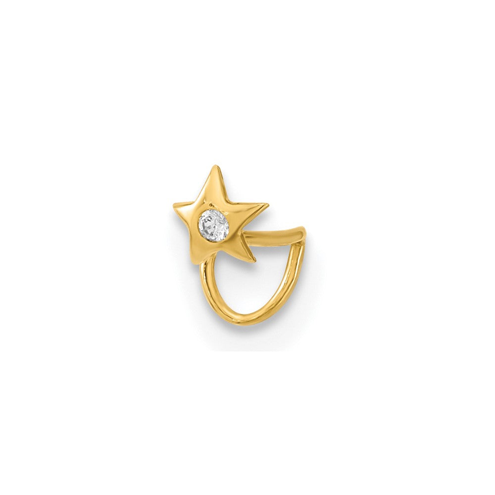 14K Yellow Gold 22 Gauge Star With Cz Nose Ring Body Jewelry