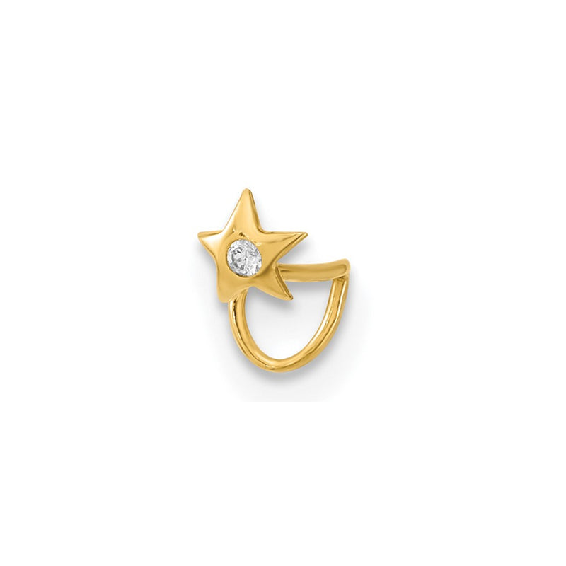 14K Yellow Gold 22 Gauge Star With Cz Nose Ring Body Jewelry